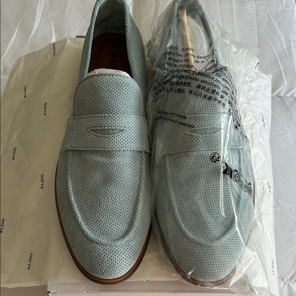 Aldo Men's Perforated Sky Blue Loafers